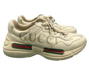 Gucci Rhyton Cream Leather Sneakers 10.5 - Picture 1 of 9