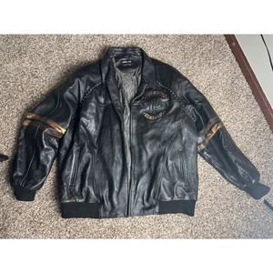 Pelle Pelle Marc Buchanan Leather Jacket Mens Size 62 Black Tiger Bomber - Picture 1 of 13