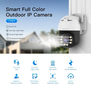 2 -way talk Pan&Tilt Smoke Alarm Full color night vision Smart Outdoor IP Camera - Picture 1 of 12