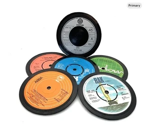 1970s Quality Handcrafted Vinyl Record Coaster, Retro Music, Set Of 6 - Picture 1 of 5