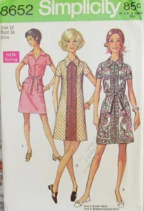 Vintage 60s Simplicity 8652 Womens 12 Zip Front A-line Day Dress Mad Men Pattern - Picture 1 of 2