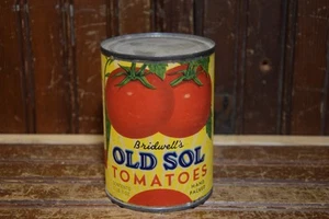 BRIDWELLS OLD SOL TOMATOES MARSHFIELD MISSOURI EMPTY TIN CAN SIGN KITCHEN DECOR - Picture 1 of 15