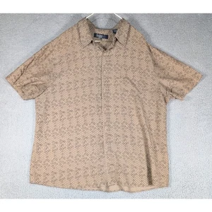 Nat Nast Shirt Mens Size XXL Tan Circle Geometric Short Sleeve Silk Shirt - Picture 1 of 8
