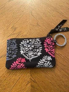 Vera Bradley Keychain Card Holder Black And Pink - Picture 1 of 3