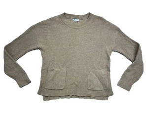 Madewell Sweater Women Medium Tan Cable Knit Long Sleeve Pullover Pockets Ladies - Picture 1 of 7