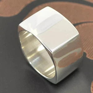 Square 925 sterling silver Geometric Chunky Wide band Signet Men's Gift Ring - Picture 1 of 4
