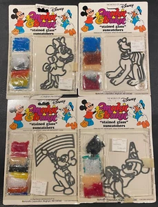 (4) Makit & Bakit Disney-Minnie & Mickey Mouse-Pluto Stained Glass Suncatchers - Picture 1 of 1