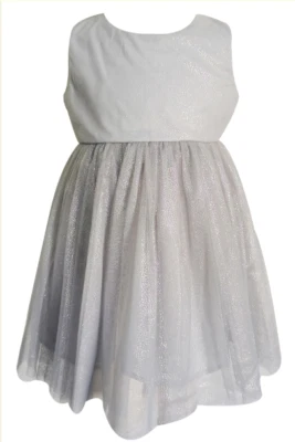NUEVO Bebé Niña Niños Brillante Tul Superpuesto Vestido de Fiesta Popatu Talla 24M Gris Plateado Foto 1 de 3
