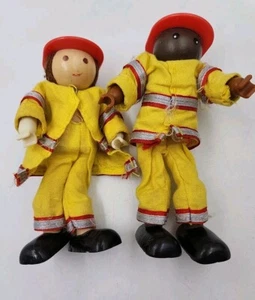 2 Ryans Room Lil Fire Stoppers Helping Heroes Dolls Wooden - Picture 1 of 12