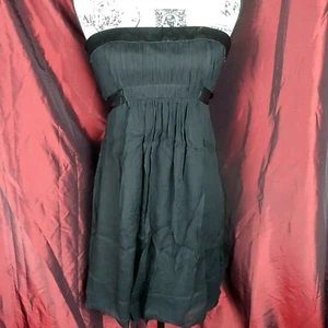 BCBG Maxazaria Black Silk Strapless Empire Dress Sz 4 - Picture 1 of 5