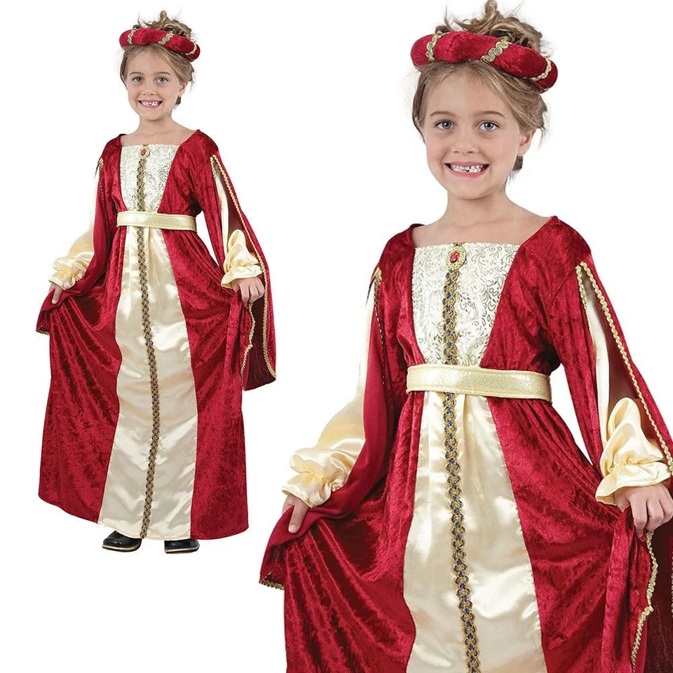 Disfraz de Princesa Regal Niñas Libro Tudor Medieval Día de la Semana Vestido Elegante Niño Nuevo Foto 1 de 1