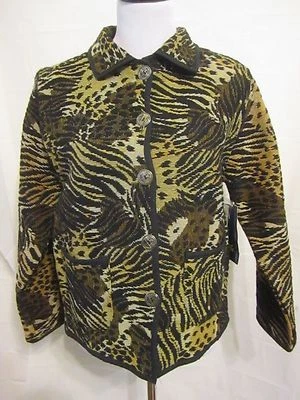 JANE ASHLEY Womens Jacket Size S Animal Print Tapestry NWT Cotton Coat  Foto 1 de 4