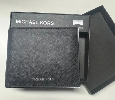 MK Michael Kors Para hombres Andy Cartera de Cuero Delgada PLEGADO Negra Nueva Foto 1 de 3