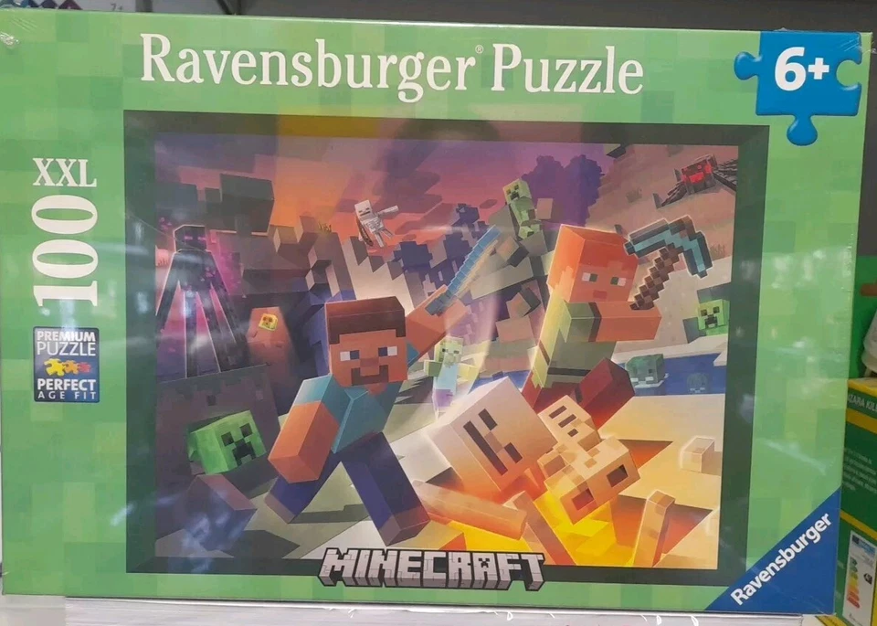 PUZZLE 100 MONSTER MINECRAFT ravensburger 100 PEZZI XXL età 6+ - Immagine 1 di 1