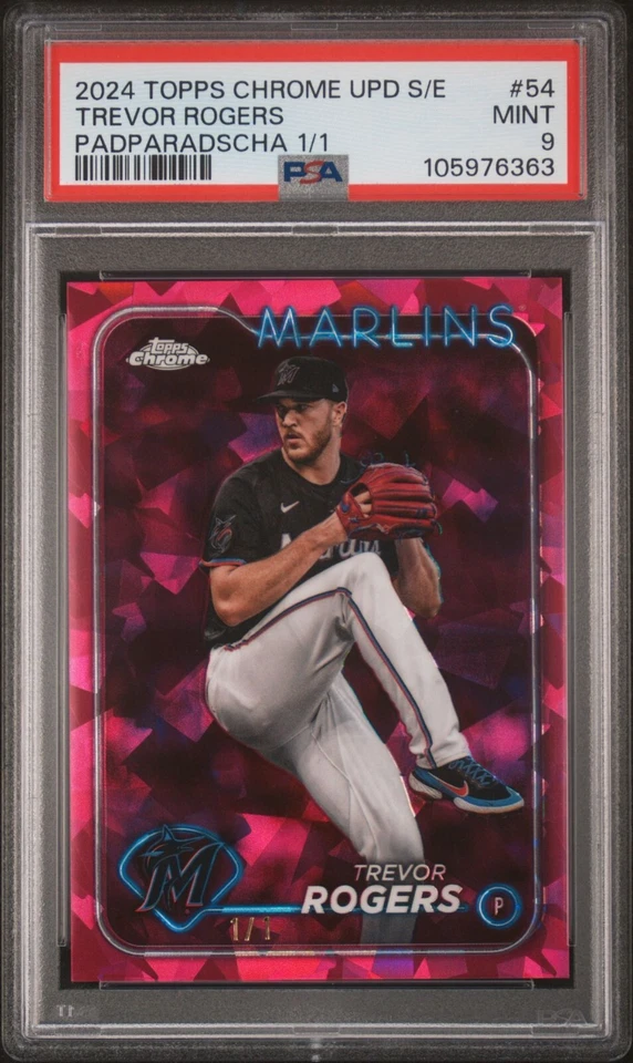2024 Topps Chrome Sapphire Update Series 54 Trevor Rogers Padparadscha 1/1 PSA9 - Image 1 of 2