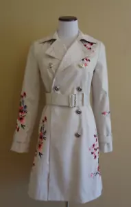 Neu ohne Etikett White House Schwarzmarkt cremefarben bestickt Baumwollmischung Trenchcoat Gr. XXS - Bild 1 von 11