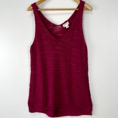 Blusa Caslon Mujer Grande Boho Tejido Abierto Transparente Metálico Púrpura Camiseta sin Mangas Núcleo No Foto 1 de 4