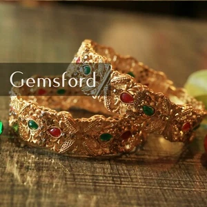 Indische Pakistanische Bollywood Braut Gold Karay Armreifen Churiyan Kangan Schmuck - Bild 1 von 46