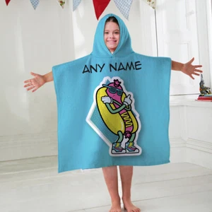 Bambini Personalizzato Cappuccio Asciugamano Poncho Rétro Hot Dog Accappatoio Da - Foto 1 di 2