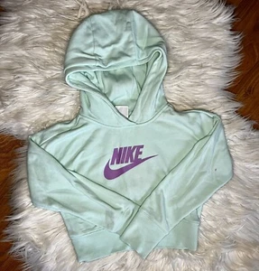NIKE - Size XS (8) girl's 'Sportwear Air Cropped French Terry Hoodie' mint green - Picture 1 of 5
