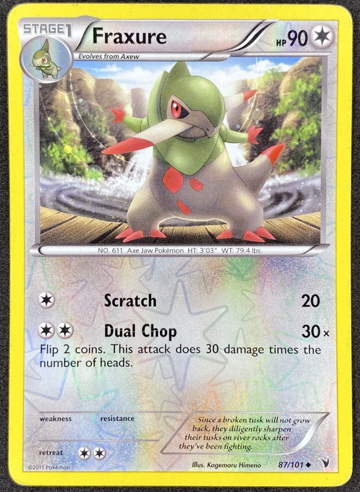 Pokémon Fraxure Reverse Holo 87/101 NVI Noble Victories LP