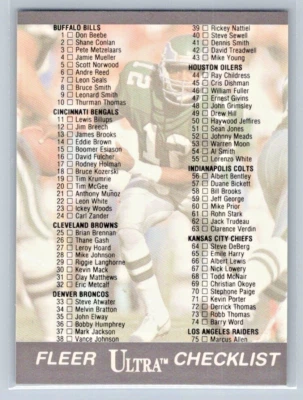 1991 Fleer Ultra - Randall Cunningham - Philadelphia Eagles - Checklist - #299 - Image 1 of 2