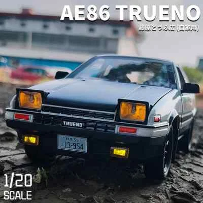 1:24 Movie Car INITIAL D AE86 Alloy Car Model Diecast Toy Vehicle Sound Light - Image 1 of 4
