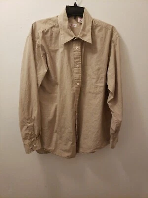 Б/у мужской размер большой IZOD коричневый полоски на пуговицах платье рубашка с длинным рукавом - Изображение 1 из 4