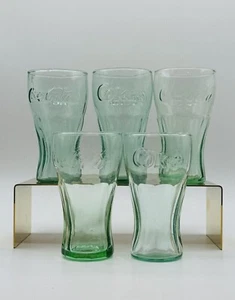 "Juego vintage de cinco vasos verdes de Coca-Cola de 4,5""" - Imagen 1 de 3