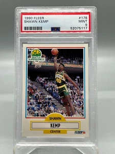 SCHEDA 1990 Fleer #178 Shawn Kemp PSA 9 Rookie GRADUATA nuova di zecca Sonics lastra - Foto 1 di 3