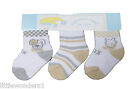 3 Pairs of Baby Socks Assorted Designs 0-3 Months Boys or Girls Blue/Pink/Cream
