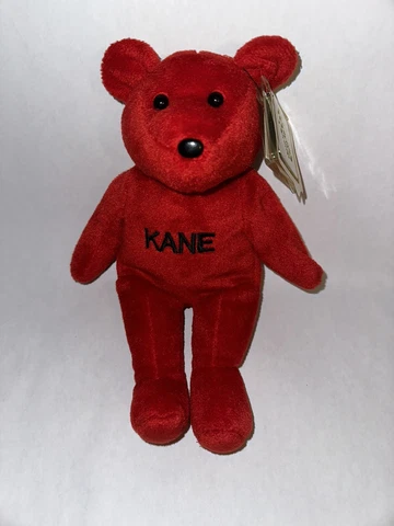 Vintage Kane 1999 WWF Attitude Bears Plush Beanie Bear Doll Figure WWE With Tags Cover
