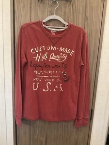 Arizona Jeans Mens Long Sleeve Round Neck Thermal Burgandy Shirt Size Small - Picture 1 of 7