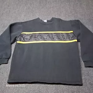 VTG Y2K No Fear Streetwear Sweatshirt Men Size Medium Black Net Mesh Striped - Picture 1 of 7