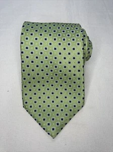 Saddlebred Men's Neck Tie Green with blue squares Polyester - Picture 1 of 5