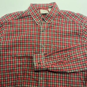 Vintage LL Bean Flanellhemd Herren Large TALL LT kariert Freizeit grün schwarz rot - Bild 1 von 6