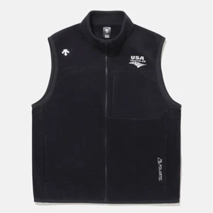 DESCENTE Mens USAT POLARTEC MICRO FLEECE VEST SQ123IVE11 BLACK M-3XL ASIAN FIT - Picture 1 of 14