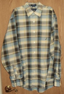 NAUTICA - YELLOW/BLUE/COCOA PLAID BRUSHED COTTON LS SHIRT - MENS L - Picture 1 of 2