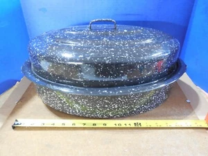 XL 18" Sartén Ovalada Esmalte Negro con Motas Blancas Pavo Asador - Imagen 1 de 6