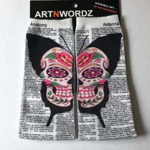 Calcetines unisex Art N Wordz mariposa calavera diccionario arte pop NUEVO - Imagen 1 de 6