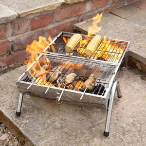 Outdoor Garden Portable BBQ Barbecue Barrel Grill Folding Charcoal Camping Patio - Picture 1 of 12