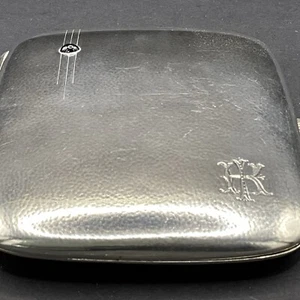 Jugendstil Zigaretten Dose / Etui 800er Silber blaue Edelsteine Vergoldet - „HI“ - Bild 1 von 9