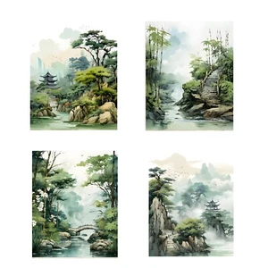 Set di 4 stampe su tela 8x10 paesaggio asiatico arte da parete - Foto 1 di 9