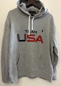 Polo Ralph Lauren Hombres Gris Brezo Olímpico 2022 Equipo EE. UU. Polar Pullover Sudadera con Capucha - Imagen 1 de 8