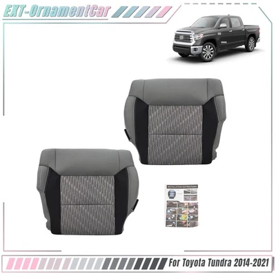 2PC Seat Cover Cloth Driver&Passenger For Toyota Tundra 2014-2021 Greyish Black Foto 1 de 4