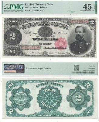 1891 $2 Treasury Note Fr-358 PMG XF-45 EPQ - Image 1 of 3
