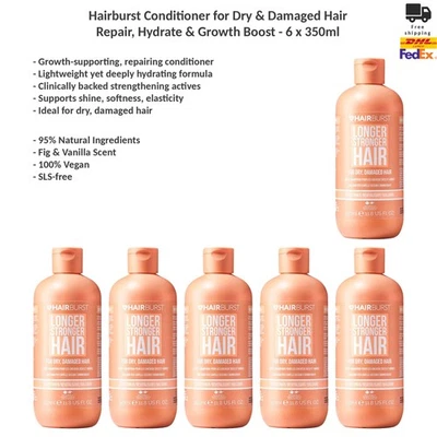 Hairburst Conditioner for Dry & Damaged Hair Repair Hydrating Growth 6x350ml - Image 1 of 4