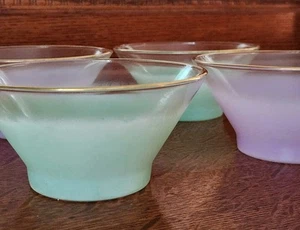 *4* Vintage West Virginia Blendo Glass Frosted Bowls Gold Trim Lavender & Green - Picture 1 of 11
