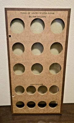 Tablero de monedas Wayte Raymond de colección No. 129 dólares vacíos - plata y medio 14" x 7,5" Foto 1 de 2