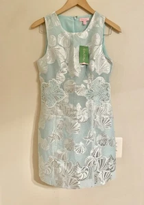 Neu mit Etikett - Lilly Pulitzer MILA ETUIKLEID Seasalt Tönung Metallic SHELL Jacquard $ 278 - Bild 1 von 14